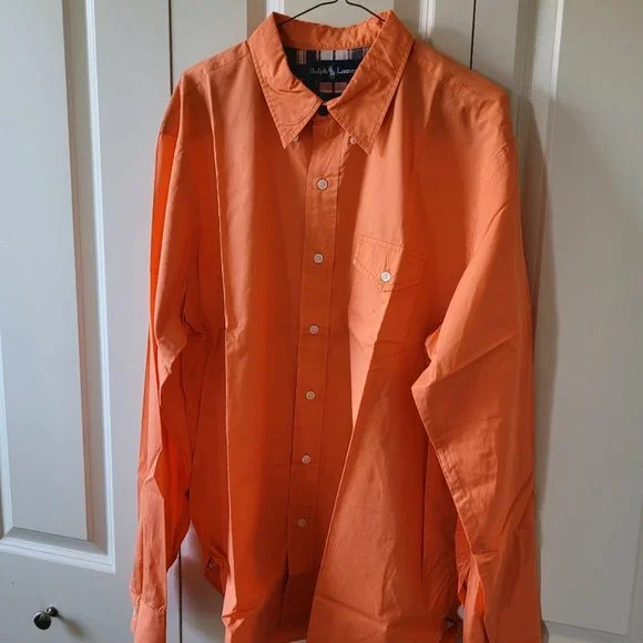 orange ralph lauren dress shirt Linen Long Sleeve Dress Shirt